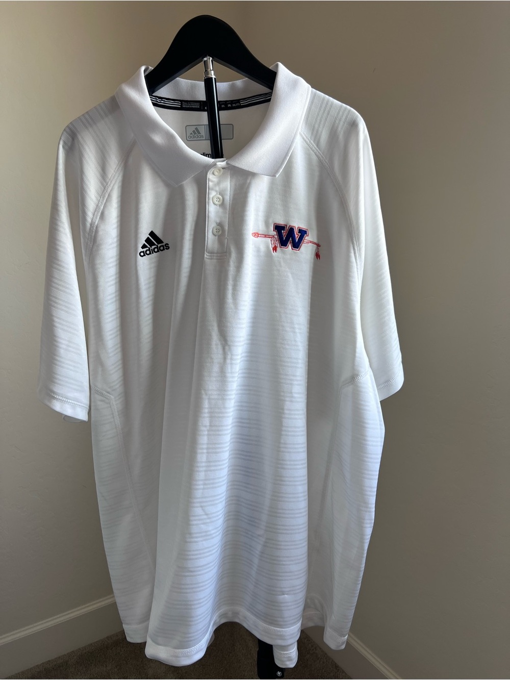 Men’s Adidas Climate Washington Huskies NCAA White Polo Shirt Size 2XL